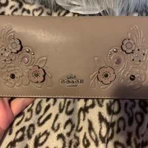 Coach Embossed Leather Tea Rose Wallet